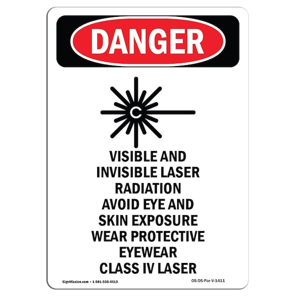 Safety Sign, OSHA Danger, 24" Height, Aluminum, Visible And Invisible, Portrait, A-1824-V-1411
